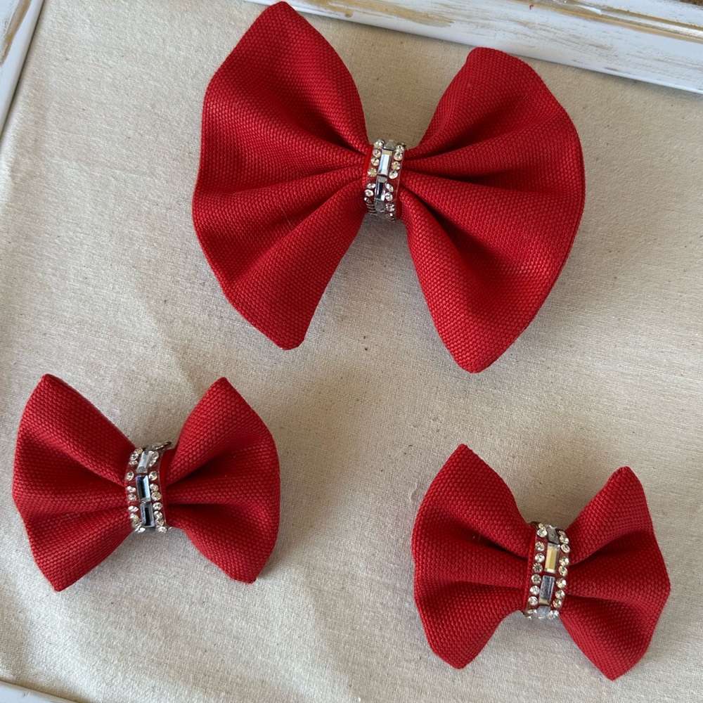 Red Bow Hair Clips for Kids